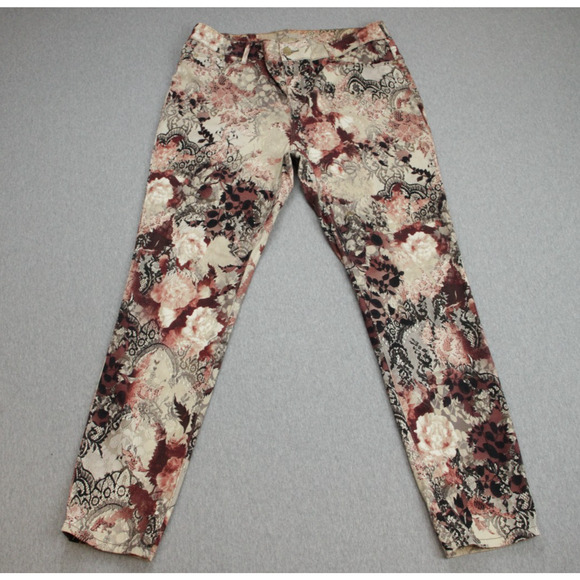 Chicos Pants Womens Size 2R Platinum Jegging Zip Closure Stretch Floral - Picture 1 of 7